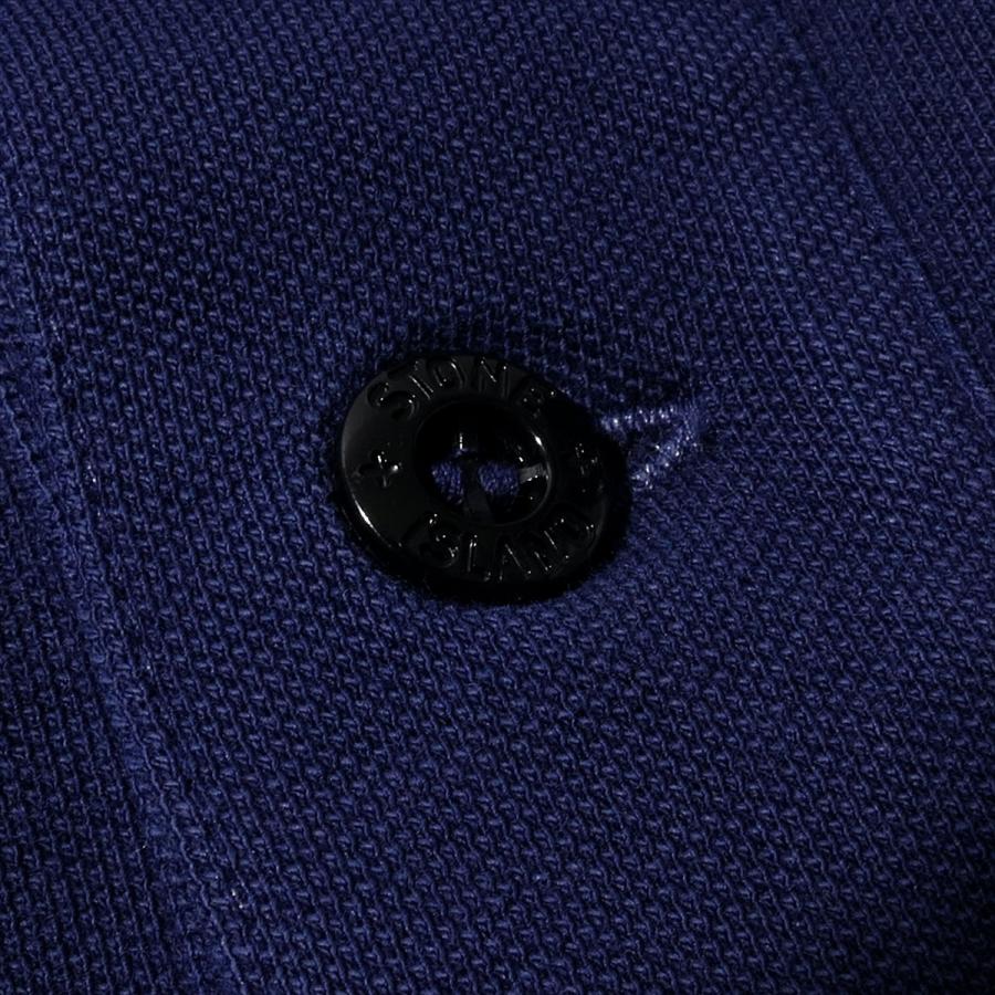 ストーンアイランド　青　ポロシャツ　半袖　101522S18 Lサイズ STONE ISLAND（ストーン アイランド） ガーメントダイ鹿の子ポロシャツ