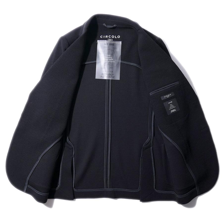 【新品同様】秋冬物 チルコロ1901 ストレッチ ジャケット 48 L A6 黒 CIRCOLO 1901 (チルコロ1901) ストレッチ 無地 シングル 2ツ釦