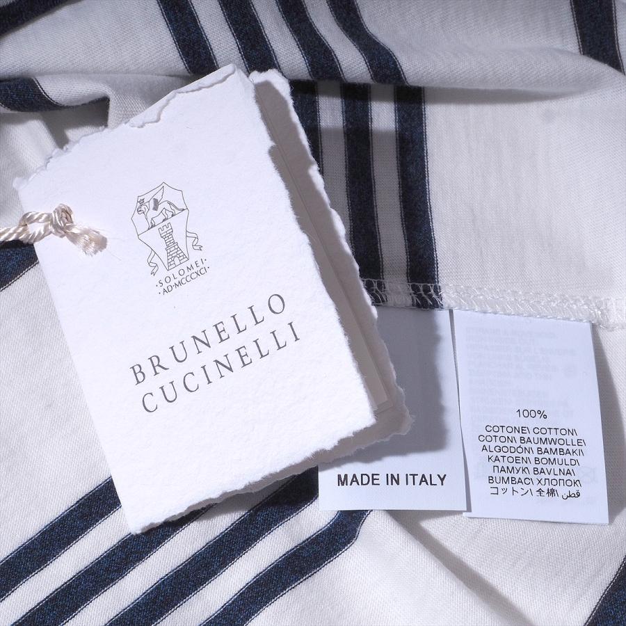 BRUNELLO CUCINELLI カットソー ボーダー ブルー Lサイズ アウトレット