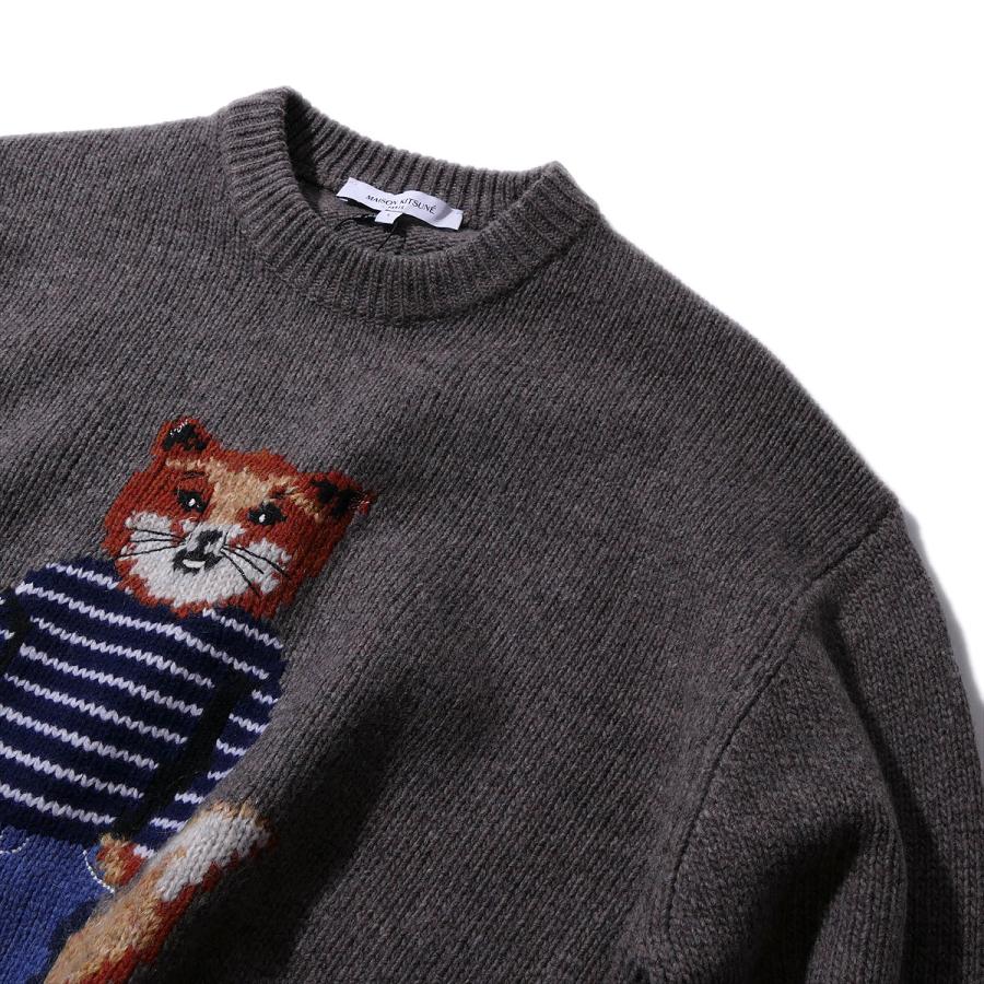 メゾンキツネ MAISON KITSUNE ニット PM00806 [グレー] ドレスド フォックス インターシャ ウール ジャンパー メンズ ブランド 高級 2025AW 2025年秋冬[030450]_1