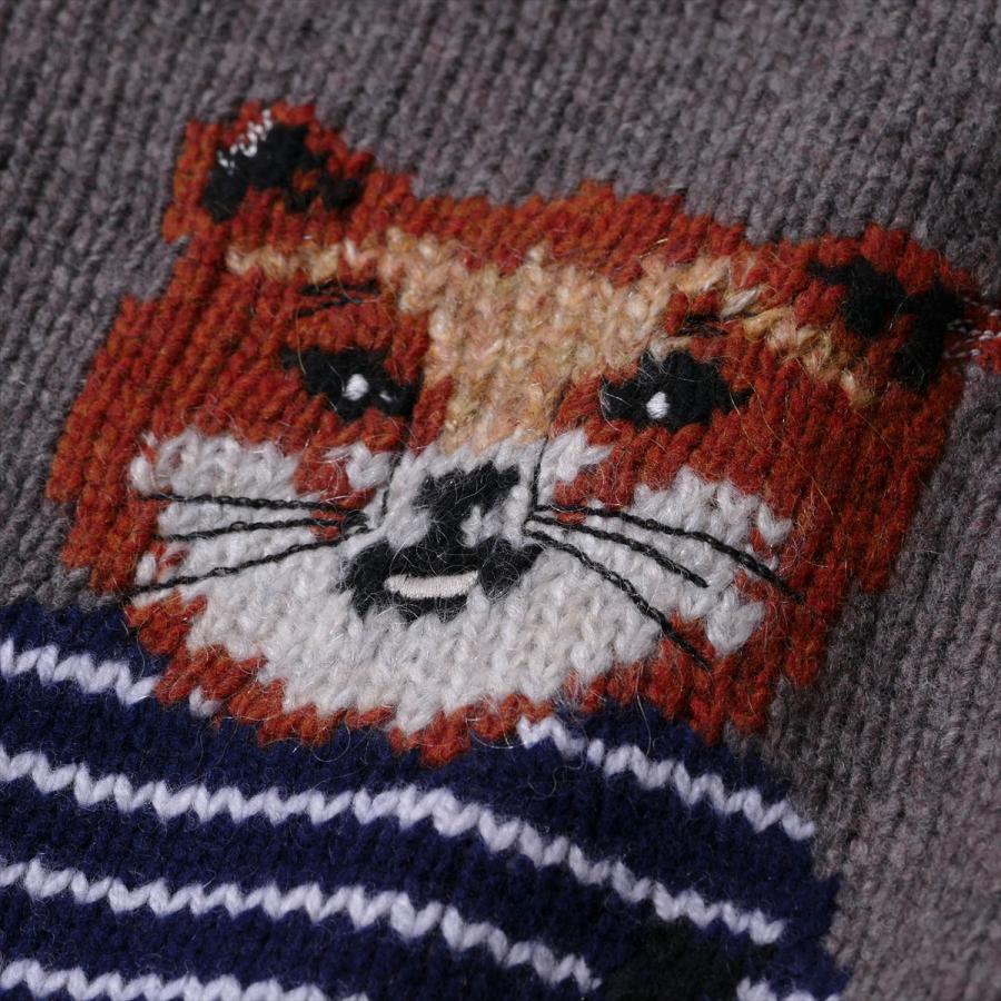 メゾンキツネ MAISON KITSUNE ニット PM00806 [グレー] ドレスド フォックス インターシャ ウール ジャンパー メンズ ブランド 高級 2025AW 2025年秋冬[030450]_4
