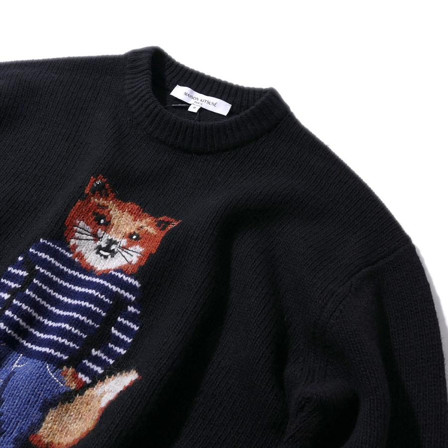 メゾンキツネ MAISON KITSUNE ニット PM00806 [ブラック] ドレスド フォックス インターシャ ウール ジャンパー メンズ ブランド 高級_1