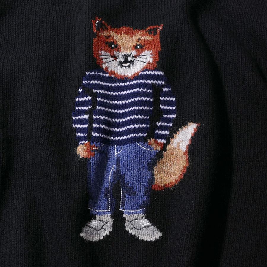 メゾンキツネ MAISON KITSUNE ニット PM00806 [ブラック] ドレスド フォックス インターシャ ウール ジャンパー メンズ ブランド 高級_2