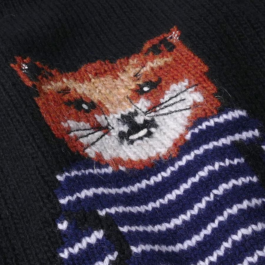 メゾンキツネ MAISON KITSUNE ニット PM00806 [ブラック] ドレスド フォックス インターシャ ウール ジャンパー メンズ ブランド 高級_4