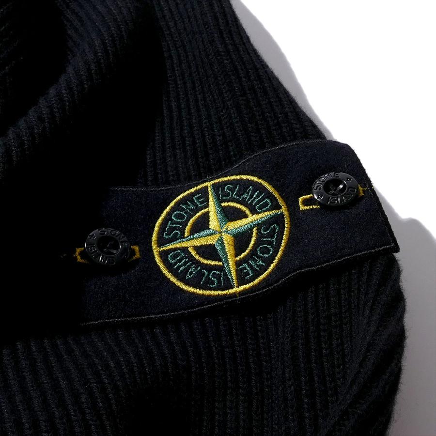 ストーンアイランド ジップアップ ニットカーディガン 5100126 V0029ブラック STONE ISLAND リブ編み ORGANIC COTTON メンズ ブランド  2026SS 2026年春夏の画像