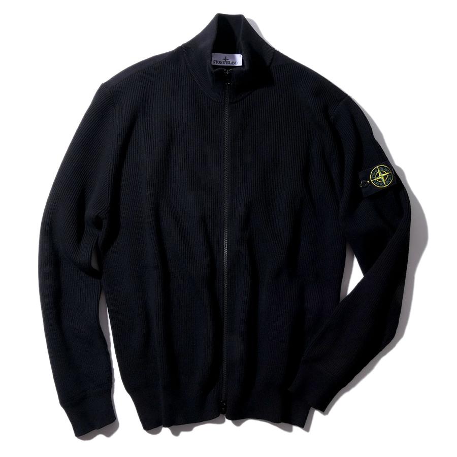 ストーンアイランド ジップアップ ニットカーディガン 5100126 V0029ブラック STONE ISLAND リブ編み ORGANIC COTTON メンズ ブランド  2026SS 2026年春夏の画像
