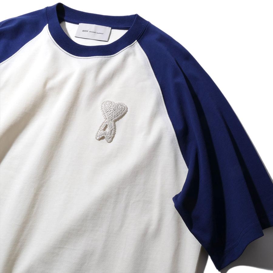 AMI PARIS アミパリス Ami de Coeur ニットパッチTシャツ UTS379 A027クリーム メンズ レディース ユニセックス 半袖 カットソー ロゴ 2026SS 2026年春夏の画像