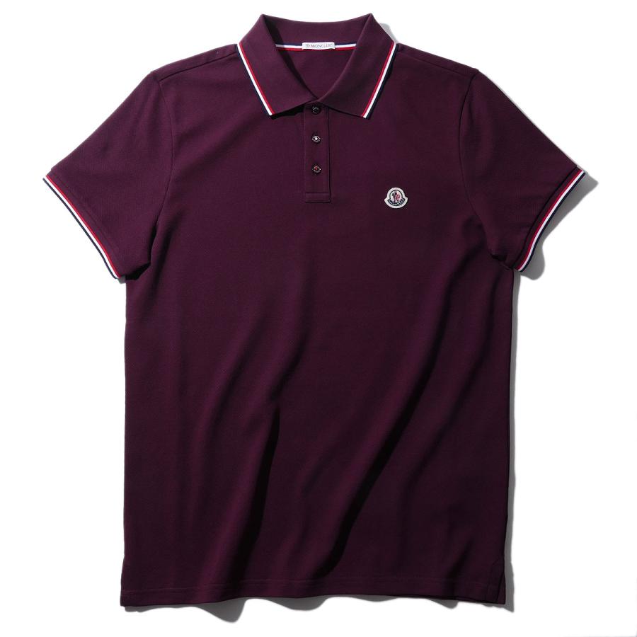 【美品/希少】MONCLER ポロシャツ トリコロール 大きいサイズ 鹿の子 MONCLER（モンクレール） 鹿の子 ポロシャツ8A70300 499ボルドー 半袖