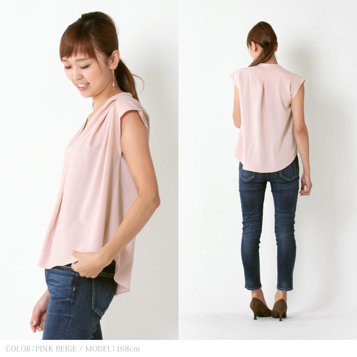 ブラウス 半袖 スリーブレス レディース スキッパー とろみ シャツ 体型カバー オフィス ビジネス 黒 薄手 カットソー トップス ピンク Cscmode 通販 Yahoo ショッピング