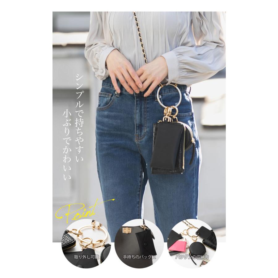 スマホショルダー ショルダーバッグ 3連 リング ミニポーチ レディース