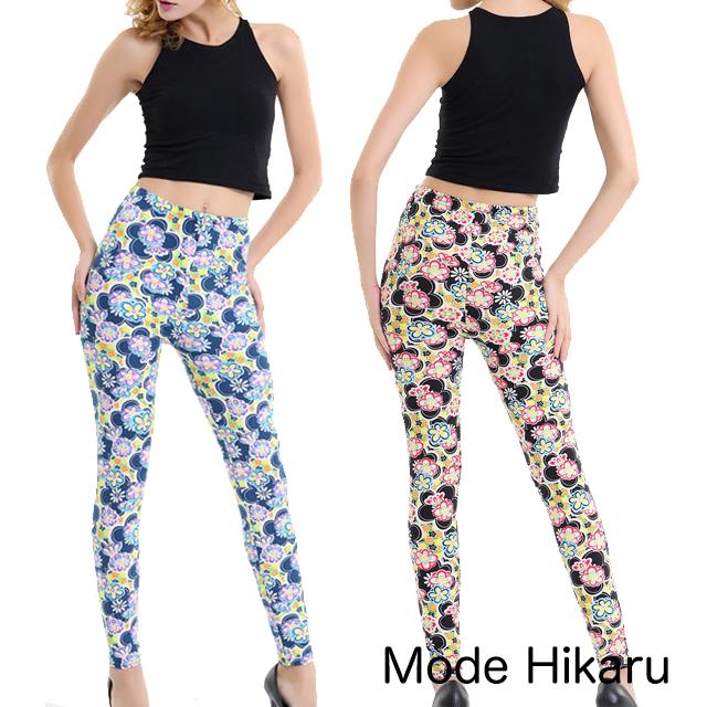 ファンシーフラワー柄 レギンス ヨガパンツ ピラティス フィットネスウェア ダンスウェア メール便送料無料 Oshomandakini Com