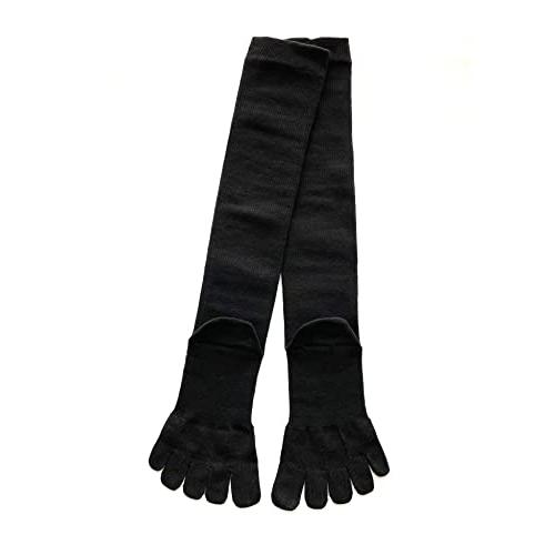 5本指ハイソックス 黒 レディース 着圧ソックス 美脚 靴下 スクール ソックス リブソックス 22-24cm 黒色 A06 |  | 06