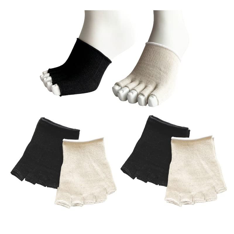 ５本指ソックス オープントゥ ハーフソックス 5本指サンダル シルク混 グルカサンダル つま先カバー 指先なし 指切りソックス 蒸れ防止 男女兼用 4足セット A07 |  | 03