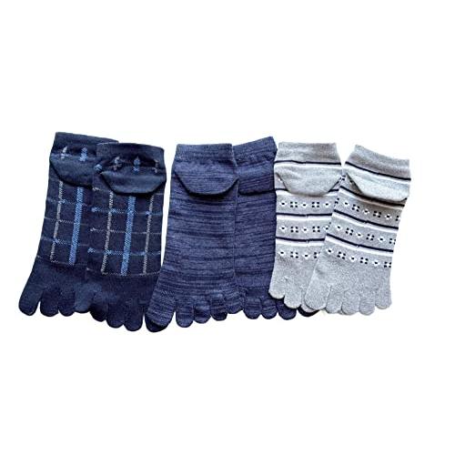 メンズ 5本指ソックス くるぶし丈 ショート スポーツ ビジネス 綿 蒸れない おしゃれ 25-27cm 10足セット（柄はお任せ） A10 |  | 03