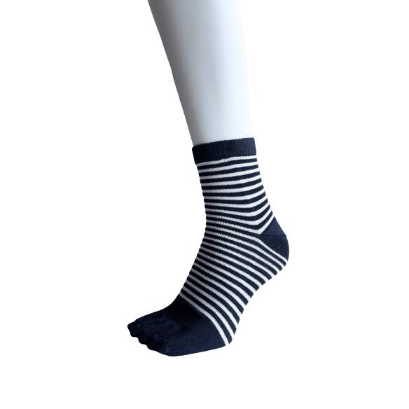 5本指ソックス メンズ ビジネス スポーツ マラソン ランニング 陸上 夏用 4足セット おしゃれ ボーダー柄 綿混 25-27cm A12 |  | 05