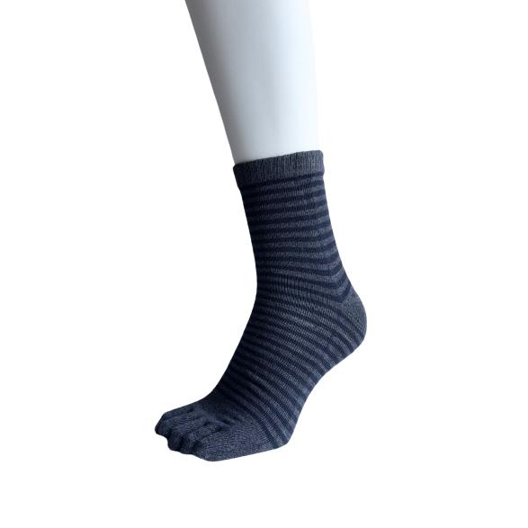 5本指ソックス メンズ ビジネス スポーツ マラソン ランニング 陸上 夏用 4足セット おしゃれ ボーダー柄 綿混 25-27cm A12 |  | 07