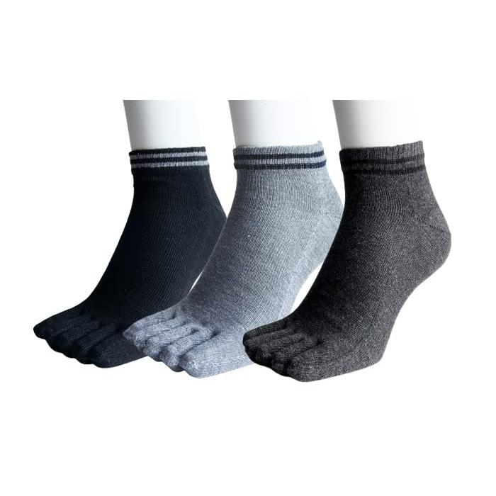 スポーツソックス 5本指ソックス メンズ くるぶし ショートソックス マラソン ランニング 陸上 5本指ソックス メンズ 25-27cm 3足セット（色はお任せ） A18 |  | 02