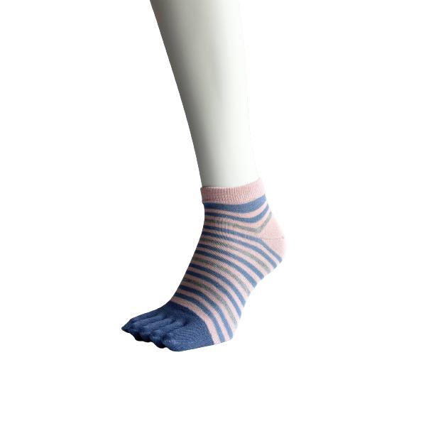 5本指ソックス レディース くるぶし かわいい ボーダー柄 ショート ソックス 5本指 靴下 薄手 夏 綿混 おしゃれ 5足セット（柄お任せ） A22 |  | 02