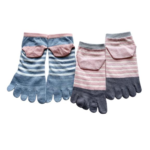 5本指ソックス レディース くるぶし かわいい ボーダー柄 ショート ソックス 5本指 靴下 薄手 夏 綿混 おしゃれ 5足セット（柄お任せ） A22 |  | 05