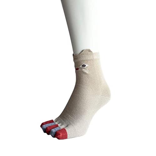 5本指ソックス レディース 綿混 夏 5本指 靴下 レディース かわいい おしゃれ 薄手 クルー丈 口ゴムゆったり 4足組（柄はお任せ） A24 |  | 02