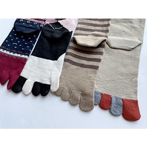 5本指ソックス レディース 綿混 夏 5本指 靴下 レディース かわいい おしゃれ 薄手 クルー丈 口ゴムゆったり 4足組（柄はお任せ） A24 |  | 06