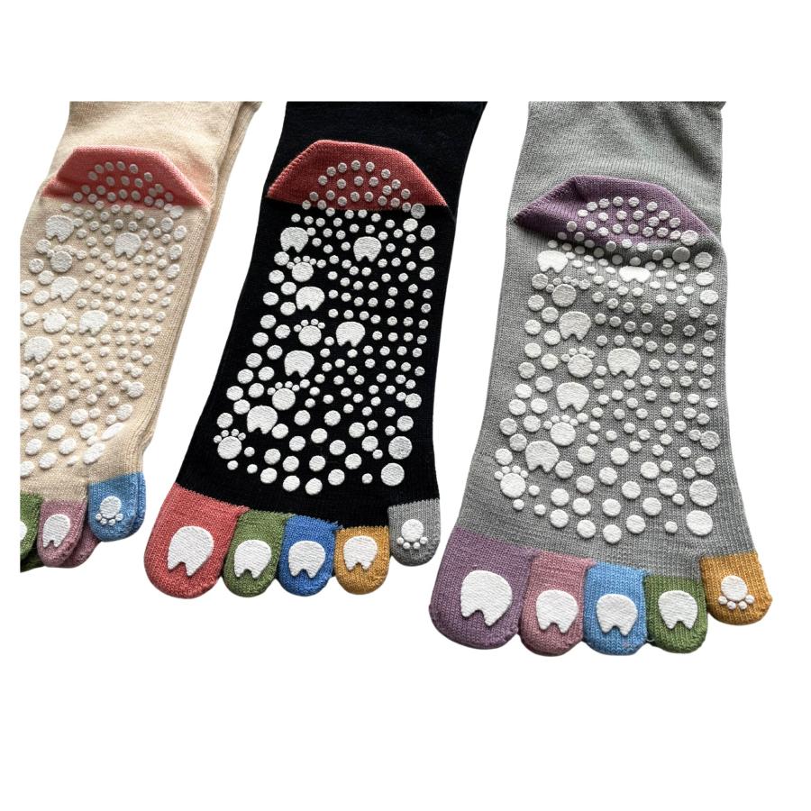 ヨガソックス 5本指 滑り止め レディース かわいい おしゃれ ゆったり 口ゴム 表糸綿100％ 3足セット（色はお任せ） A27 |  | 06