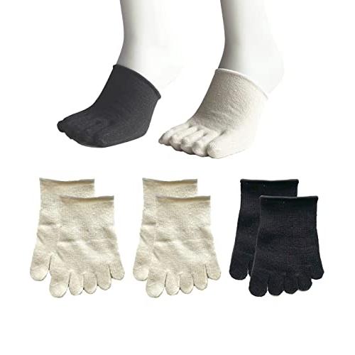 5本指ソックス つま先 足指カバー レディース メンズ シルク混 抗菌防臭 ハーフソックス つま先 5本指靴下 3足組（色はお任せ）A28 |  | 04
