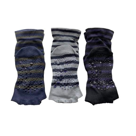 ヨガソックス 5本指 滑り止め 3足セット ピラティス 靴下 5本指ソックス スポーツソックス レディース ボーダー柄 かわいい おしゃれ（色はお任せ）A30 |  | 01