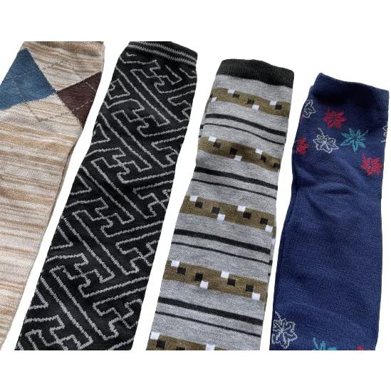 足袋ソックス メンズ 和柄 二股靴下 紳士 快適 綿混 かかと付 25-27cm 5足セット（柄はお任せ） B01 |  | 02