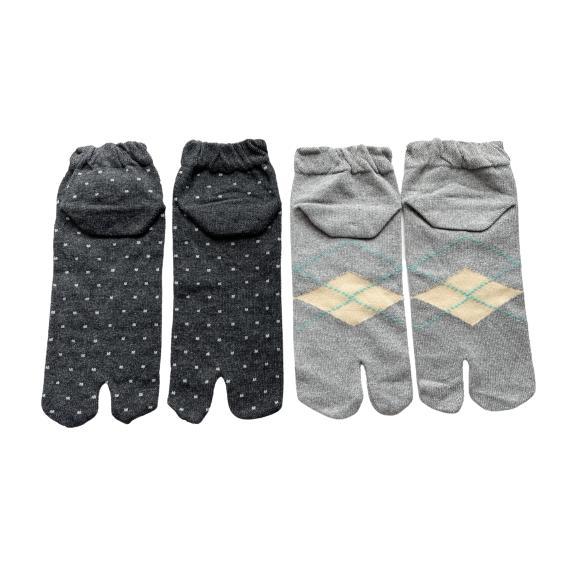 足袋ソックス レディース 靴下 足袋型シューズ 綿混 かかと付 口ゴムゆったり 23-25cm 5足セット（柄はお任せ）B05 |  | 02