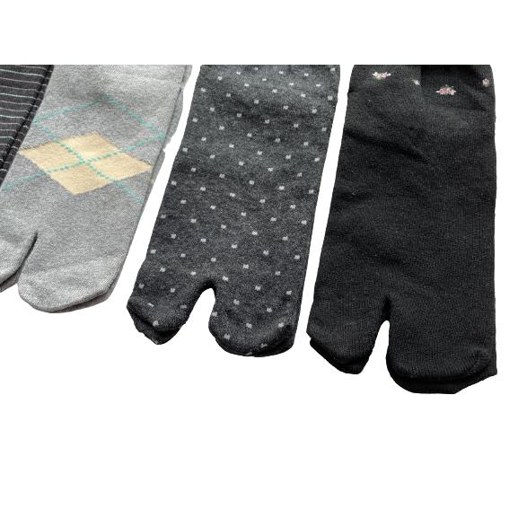 足袋ソックス レディース 靴下 足袋型シューズ 綿混 かかと付 口ゴムゆったり 23-25cm 5足セット（柄はお任せ）B05 |  | 04