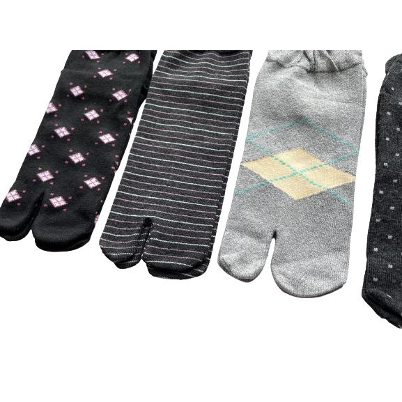 足袋ソックス レディース 靴下 足袋型シューズ 綿混 かかと付 口ゴムゆったり 23-25cm 5足セット（柄はお任せ）B05 |  | 06