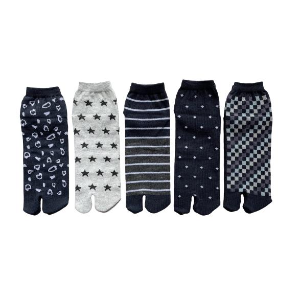 足袋ソックス メンズ 快適5足セット かかと付き 綿混素材 靴下 25-27cm（柄はお任せ）B06 |  | 01