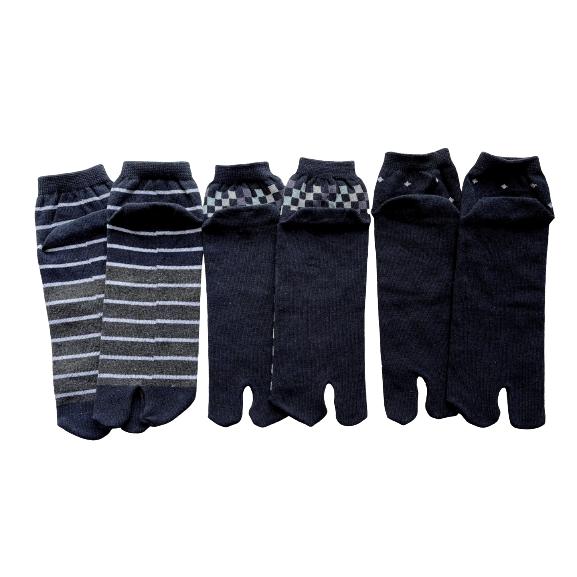 足袋ソックス メンズ 快適5足セット かかと付き 綿混素材 靴下 25-27cm（柄はお任せ）B06 |  | 02