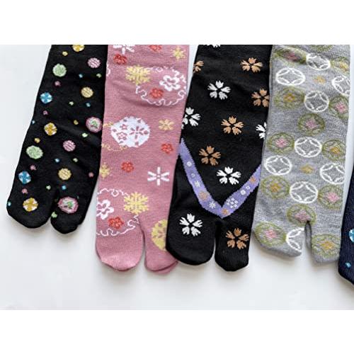 [5足セット] 足袋ソックス レディース 靴下 足袋型シューズ 和柄 防臭 抗菌 くるぶし スニーカー かわいい  たび 靴下 女性 ショートソックス  B19 |  | 03