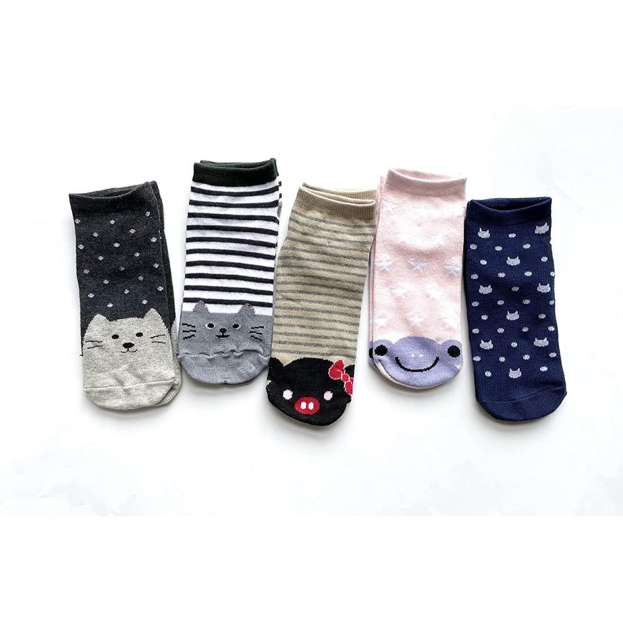 靴下 レディース セット くるぶし ソックス 薄手 綿 スニーカーソックス かわいい 動物柄 23-25cm 10足セット（柄お任せ）C12 |  | 03