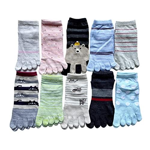 5本指ソックス レディース くるぶし 綿混 5本指靴下 レディース かわいい 10足セット（柄はお任せ）C14 |  | 04