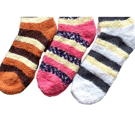 靴下 レディース セット ルームソックス 冬 あたたかい ふわふわ もこもこ靴下 ボーダー柄 23-25cm 5足セット（柄はお任せ）C28 |  | 05