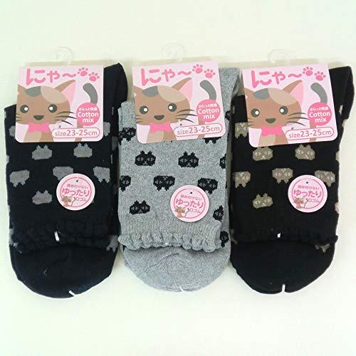 靴下 レディース かわいい モノトーン ねこ柄 おしゃれな靴下 23-25cm お買得10足セット（柄はお任せ）C33 |  | 01