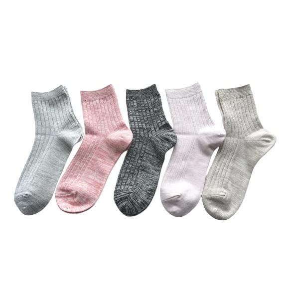 靴下 レディース リブ ソックス 麻混 薄手 春 夏用 おしゃれ パンプス ソックス 23-25cm 5足セット（色はお任せ） C58 |  | 06