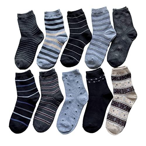 靴下 レディース セット おしゃれ 薄手 夏用 靴下 柄ソックス 綿混 10足セット (モノトーン柄A) C70 | 