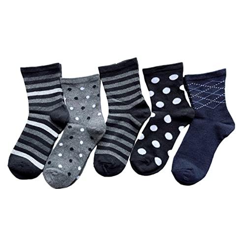 ソックス レディース 薄手 夏 モノトーン 綿混 口ゴムなし らくらく 靴下 レディース かわいい おしゃれ 5足セット（柄はお任せ） C84 | 