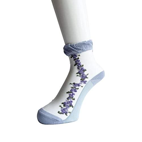 シースルーソックス レディース 5足セット 薄手 通気 おしゃれ 靴下 春夏 綿混 23-25cm かわいいデザイン (カラフル花柄) C88 |  | 03