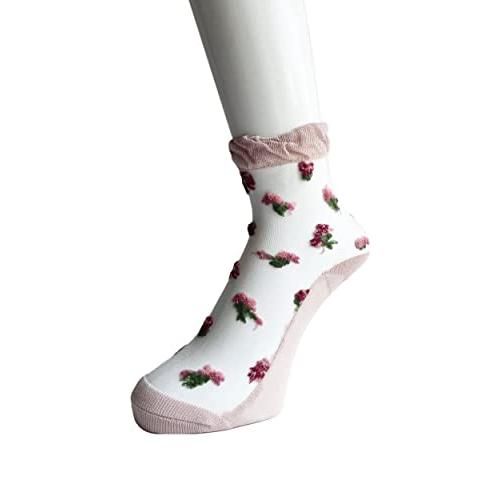 シースルーソックス レディース 5足セット 薄手 通気 おしゃれ 靴下 春夏 綿混 23-25cm かわいいデザイン (カラフル花柄) C88 |  | 04