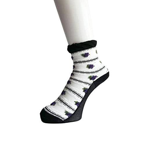 シースルーソックス レディース 5足セット 薄手 通気 おしゃれ 靴下 春夏 綿混 23-25cm かわいいデザイン (カラフル花柄) C88 |  | 05