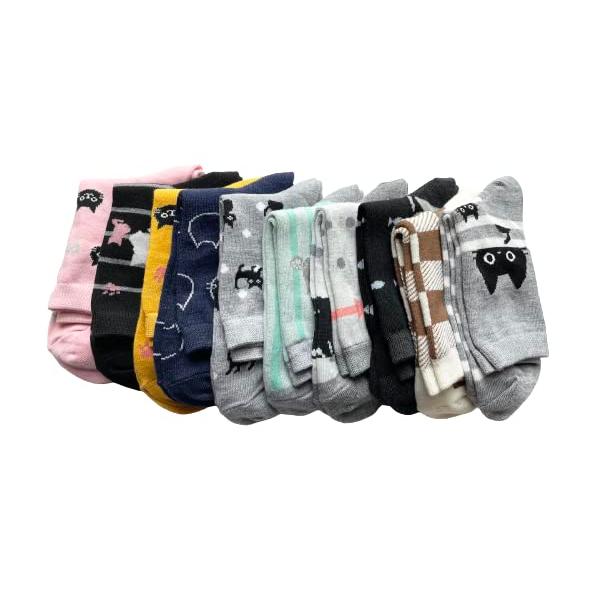 靴下 レディース セット 可愛い ねこ柄 レディース 猫柄 綿混 おしゃれソックス 10足セット C91 |  | 03