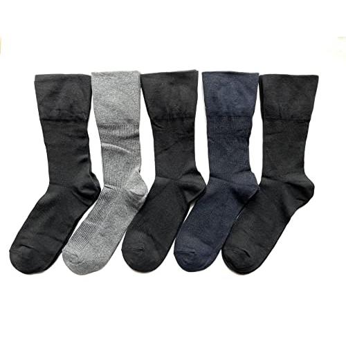 靴下 メンズ ソックス ゆったり 紳士 プレゼント 口ゴムなし ビジネスソックス 無地 綿 25-27cm 5足セット（色はお任せ）D05 |  | 05