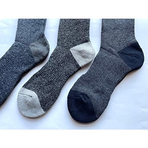 靴下 メンズ 冬用 厚手 冬 パイル ソックス ビジネス ゆったり口ゴム 綿混 杢無地 3足セット（色はお任せ） D11 |  | 02