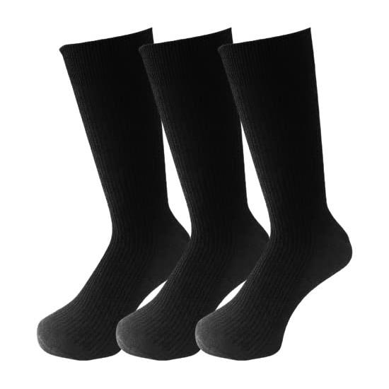 抗菌 メンズ クルーソックス 3足セット - 黒 ビジネスソックス 大きいサイズ 26-28cm D15 |  | 02