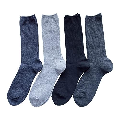 メンズ 靴下 冬用 セット プレゼント あったか 厚手 保温 防寒 ビジネス 紳士 リブ ソックス 毛混 4足組（色はお任せ） D21 |  | 06